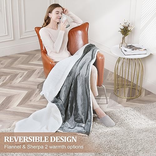Blue Soft Flannel Electric Throw Blanket 50" x 60" with 5 Heating Levels & 4 Hours Auto Off C593