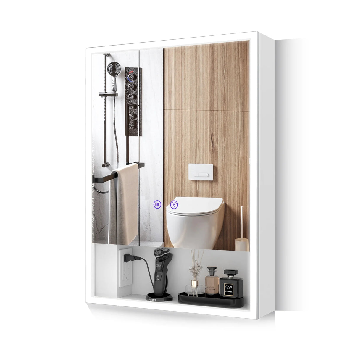 28 x 20 Inch Led Medicine Cabinet with Defog Storage Shelves U522457
