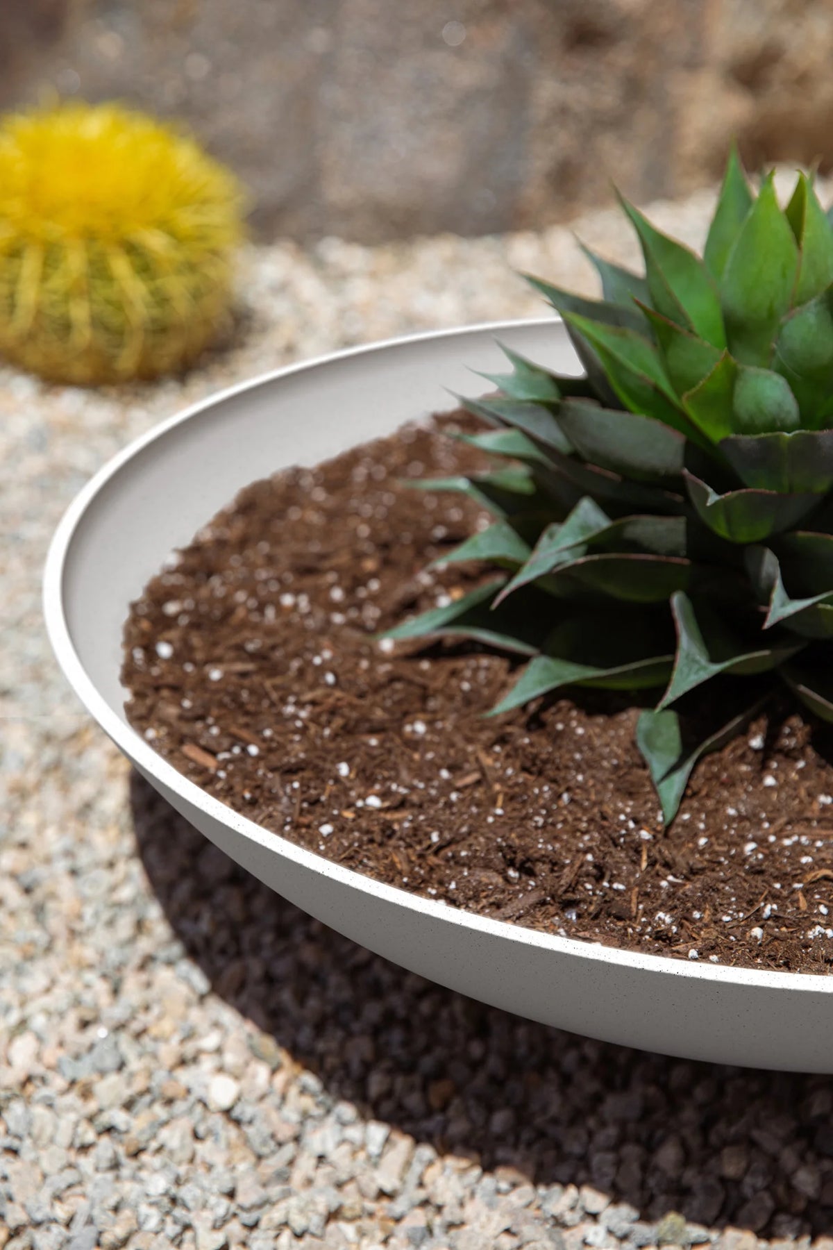 24" Plastic-Stone Planter 2-Pack White B96727
