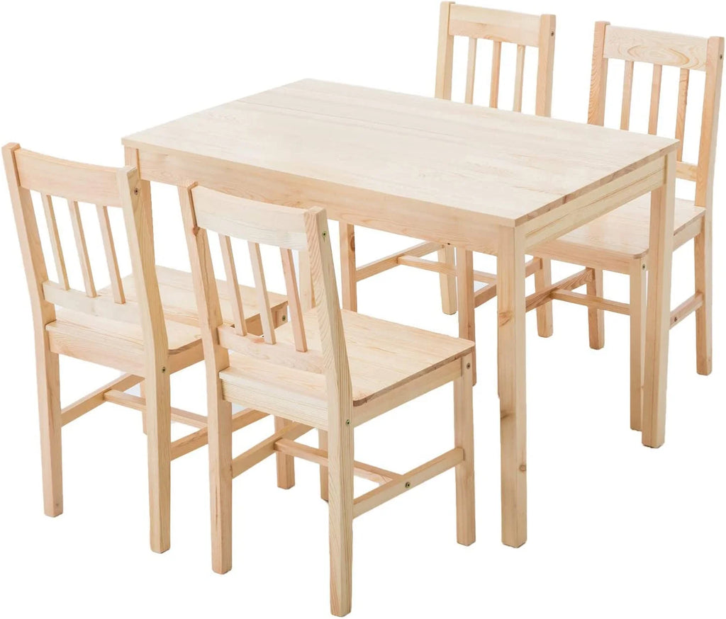 Pine Wood Dining Table Set with 4 Chairs S46381