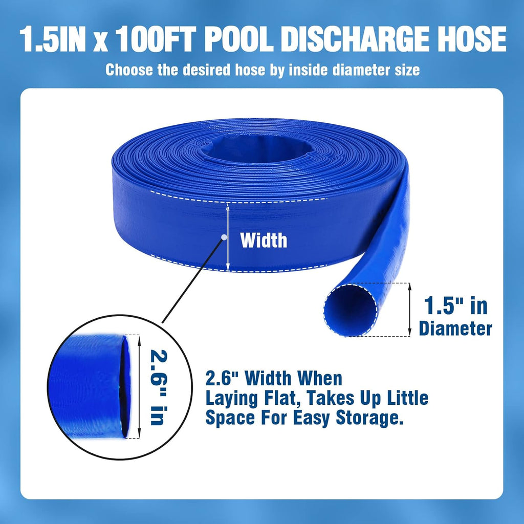1.5 Dia x 100 ft Heavy Duty Reinforced Lay Flat Discharge Hose P515