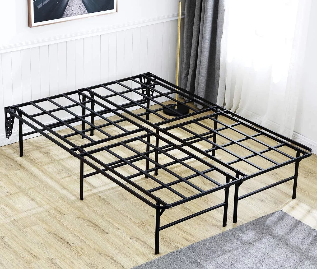 16in Heavy Duty Steel Slat Full Platform Bed Frame Black M505