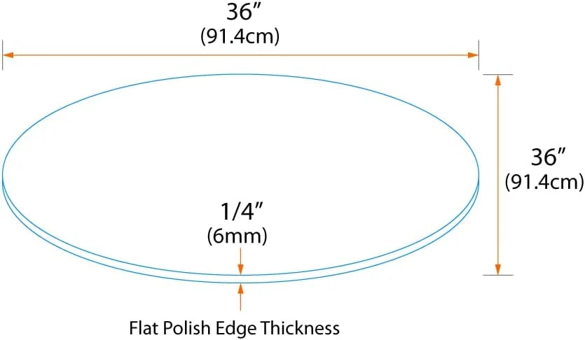 36" Round Tempered Clear Glass Table Top 1/4" Thick K90931