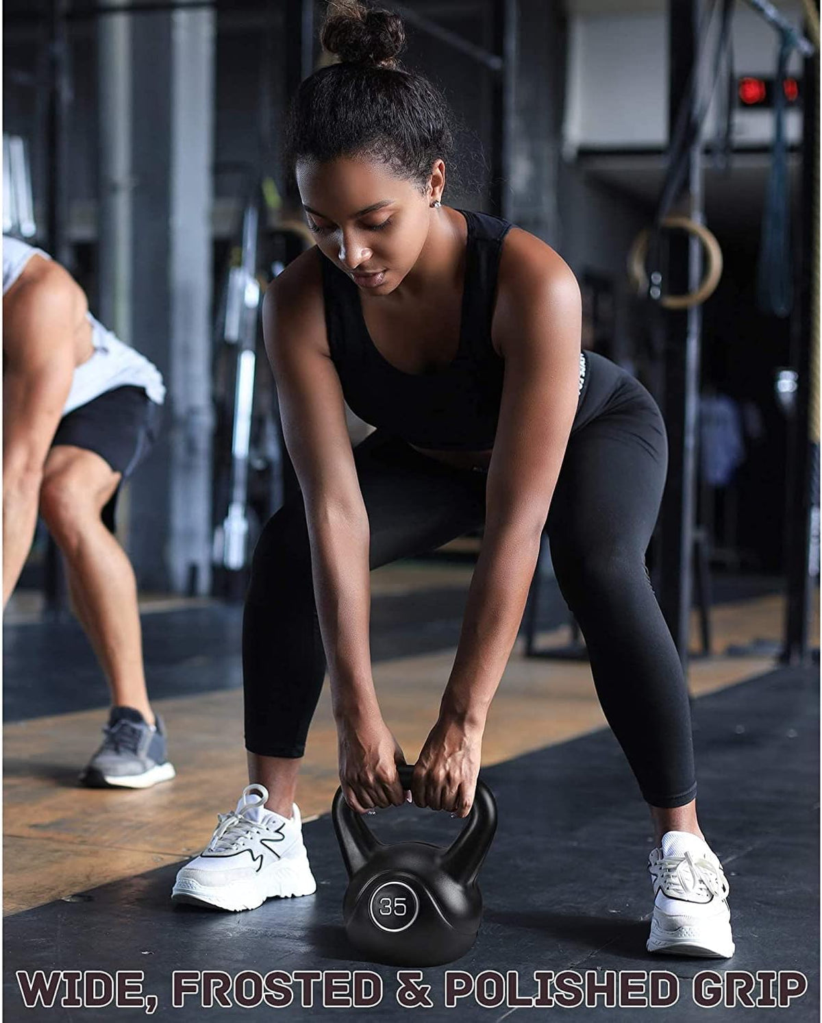 35lb Strength Training Kettlebell with HDPE Handle Workout Equipment Pack of 2 H6083