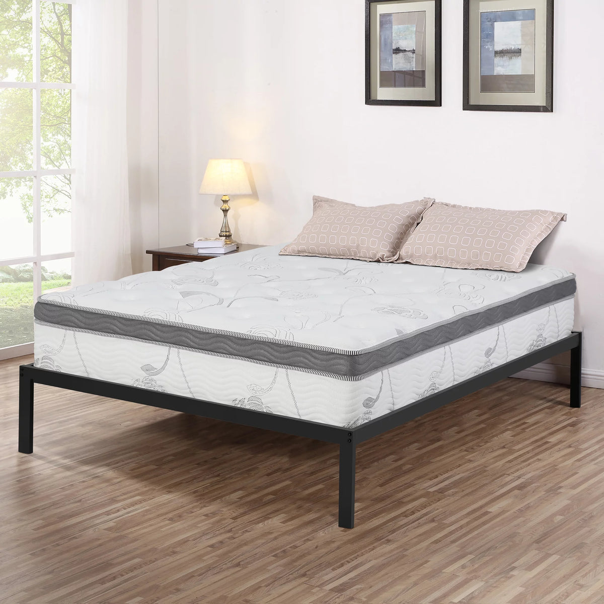 14'' Platform Metal Bed with Wood Slats King Z569419
