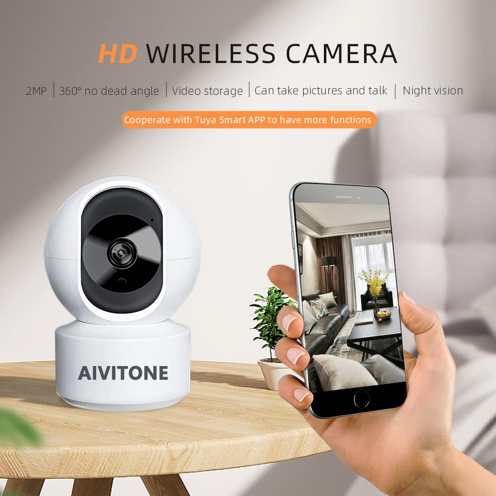 1080P HD Indoor Pan/Tilt WiFi Security Camera with Night Vision Pack of 2 V43626