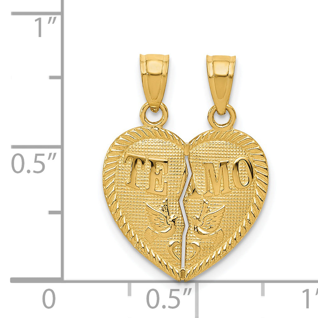 14K Yellow Gold Diamond-Cut Heart Pendant Charm R855520