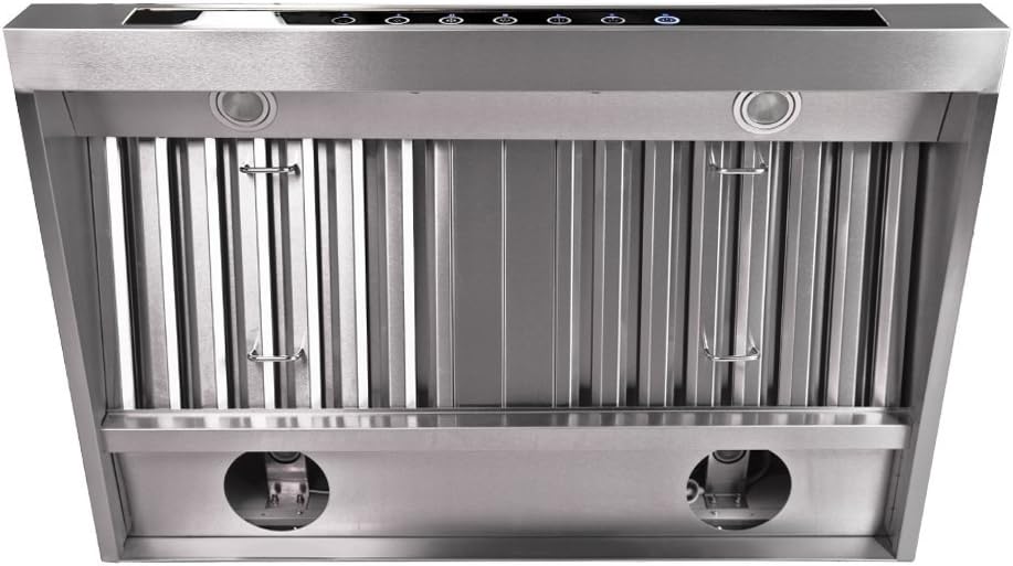 4 Speed Wall/Under Cabinet Range Hood, 1000 Max CFM, Stainless Baffle Filters, 30 36 42 48 Inch N15179