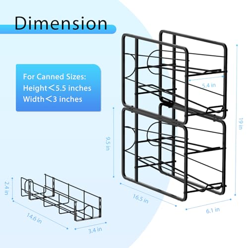 2 Pack Black Stackable Can Storage Dispenser Q9607
