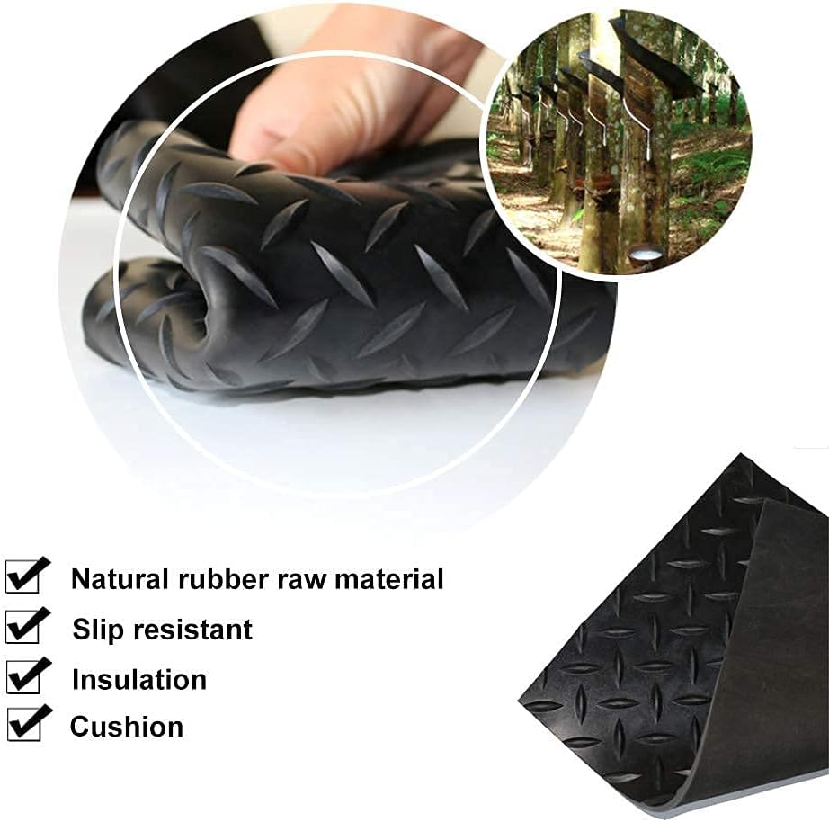 16.5 x 3.3 Ft 3mm Non-Slip Diamond Rubber Garage Floor Mats T323
