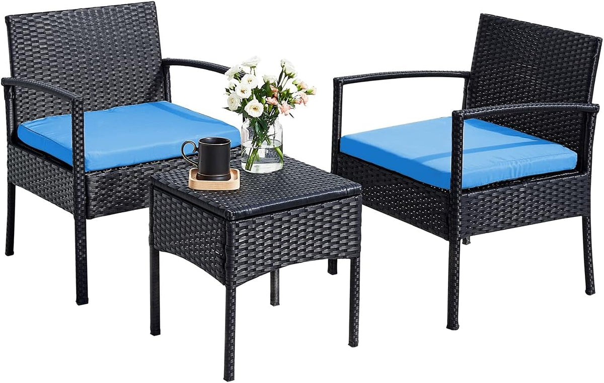 3 PCS Patio Rattan Chair Set with Conversation Table I156162