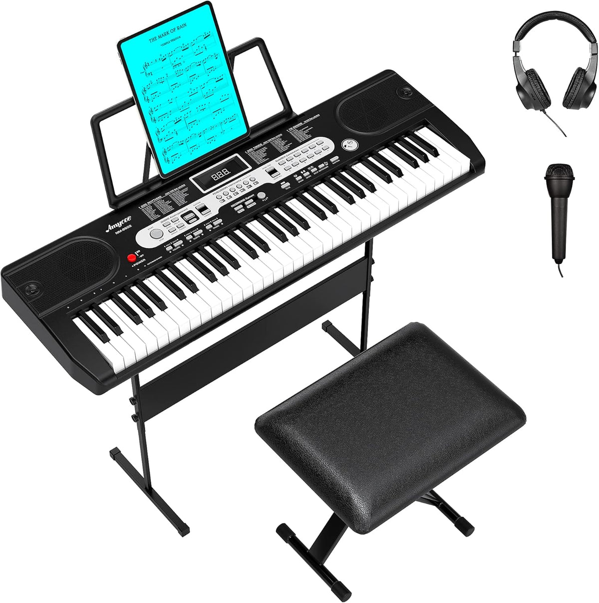 61-Key Portable Electric Keyboard Piano with LCD Display A669