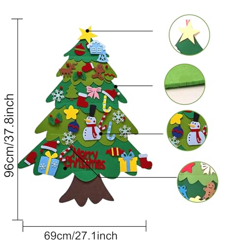 Felt Christmas Tree Set with 32 Ornaments T4046