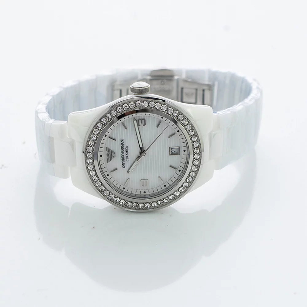 Mother of Pearl Dial Crystal Paved Bezel Ladies Watch K66576