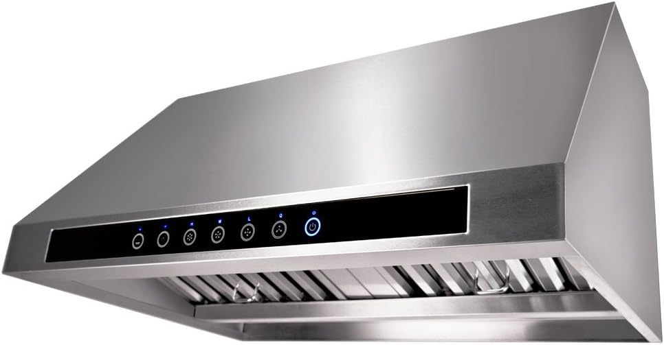 4 Speed Wall/Under Cabinet Range Hood, 1000 Max CFM, Stainless Baffle Filters, 30 36 42 48 Inch N15179