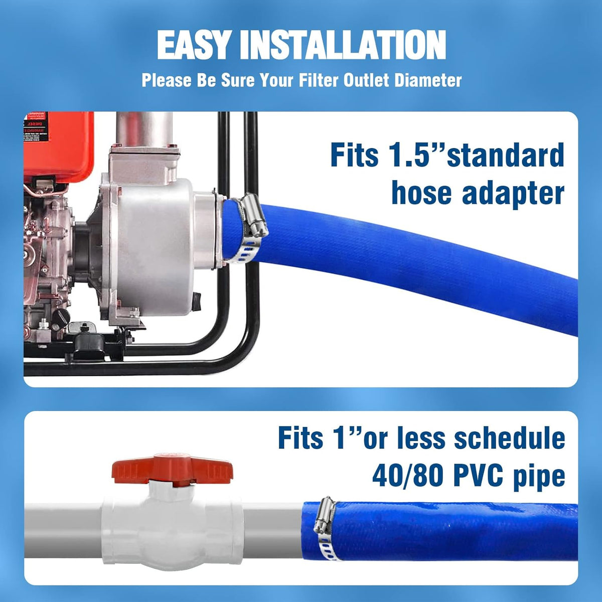 1.5 Dia x 100 ft Heavy Duty Reinforced Lay Flat Discharge Hose P515