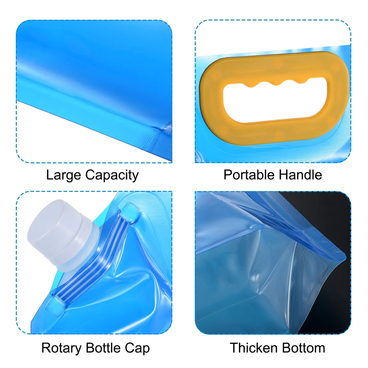 10L Collapsible Plastic Water Container Bag, 2 Pack Blue O755
