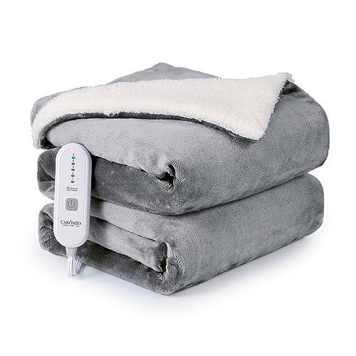 Blue Soft Flannel Electric Throw Blanket 50" x 60" with 5 Heating Levels & 4 Hours Auto Off C593