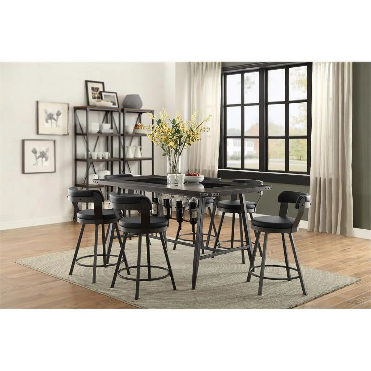 Dark Gray Metal Counter Height Dining Room Table W787