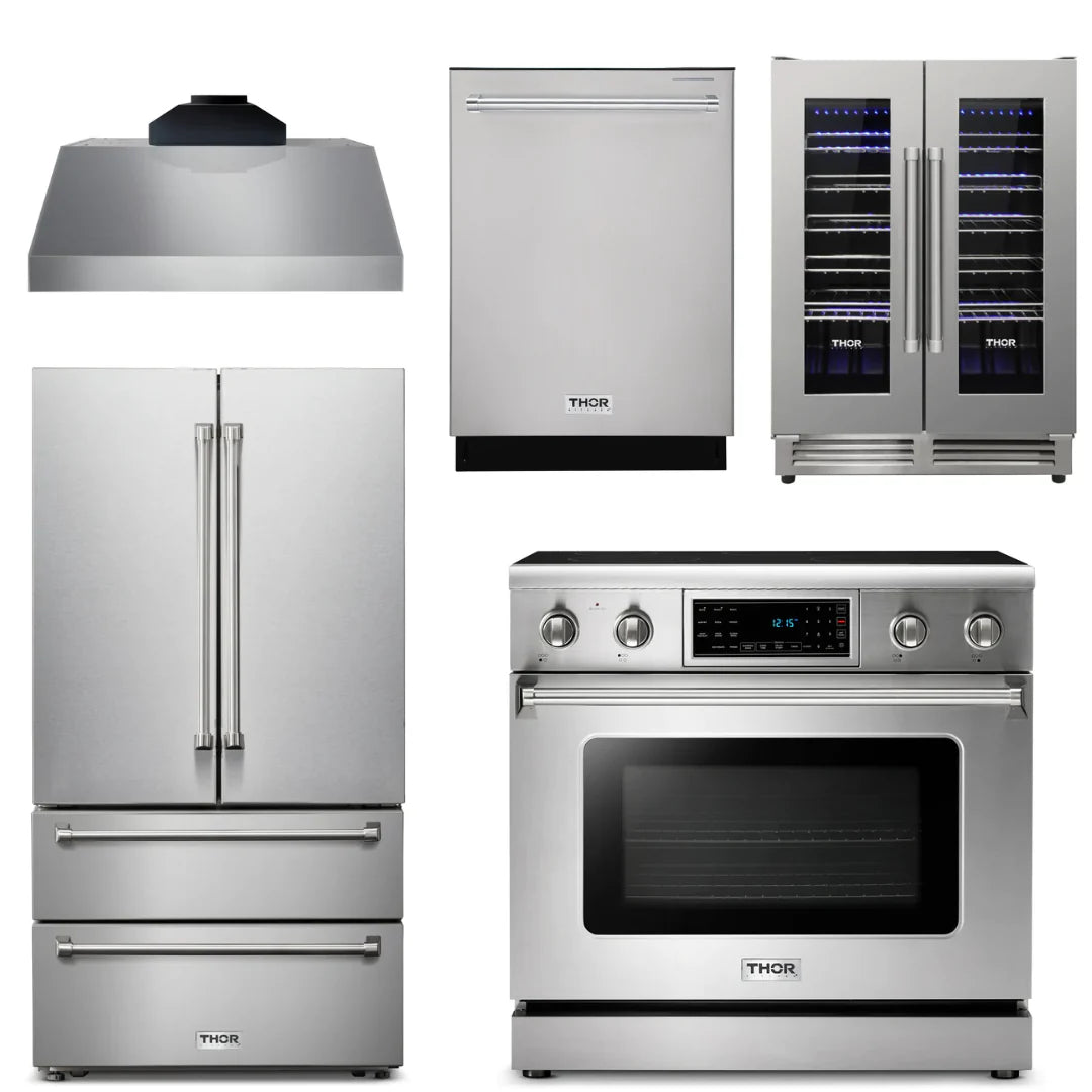 36 Electric Range, Range Hood, Refrigerator, Dishwasher, Wine Cooler X5527
