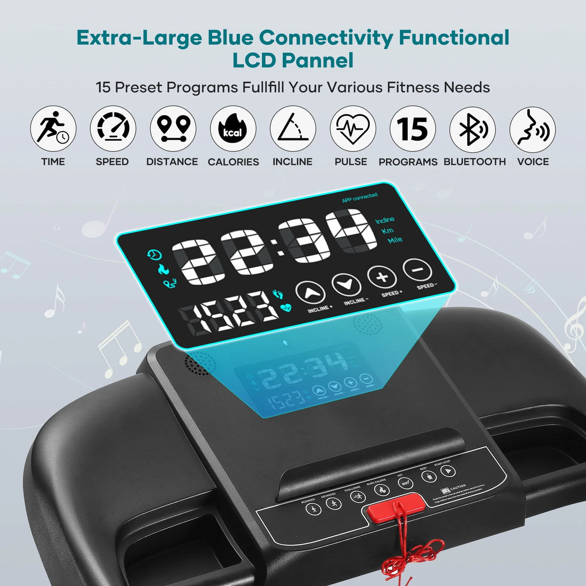 17 Wide Electric Folding Treadmill with Auto Incline Z64329