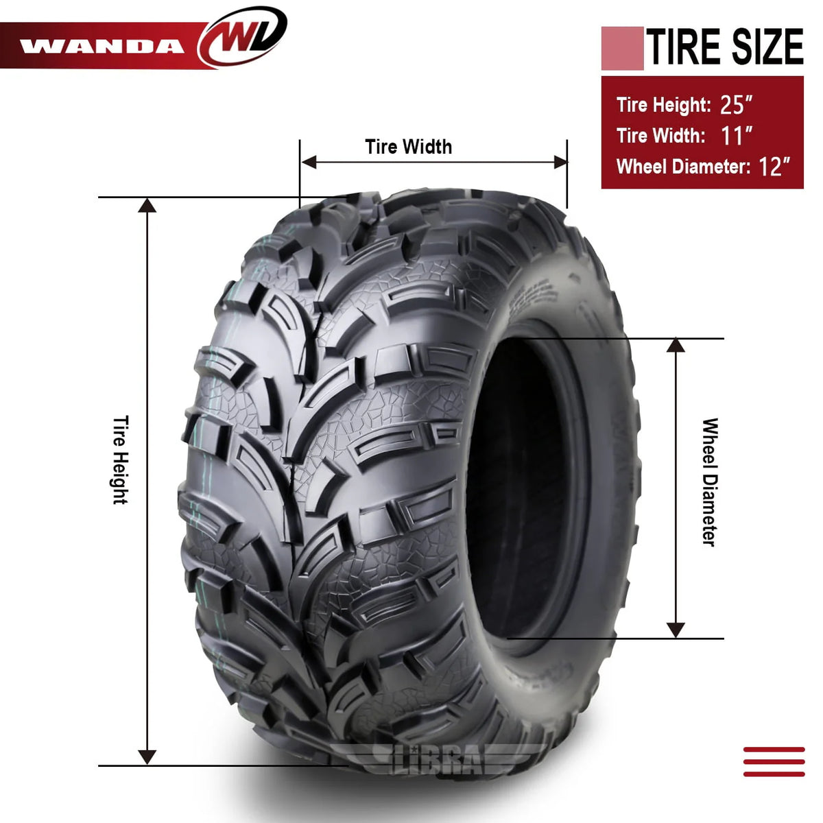 WANDA ATV Tire 25x11-12 6PR B9052