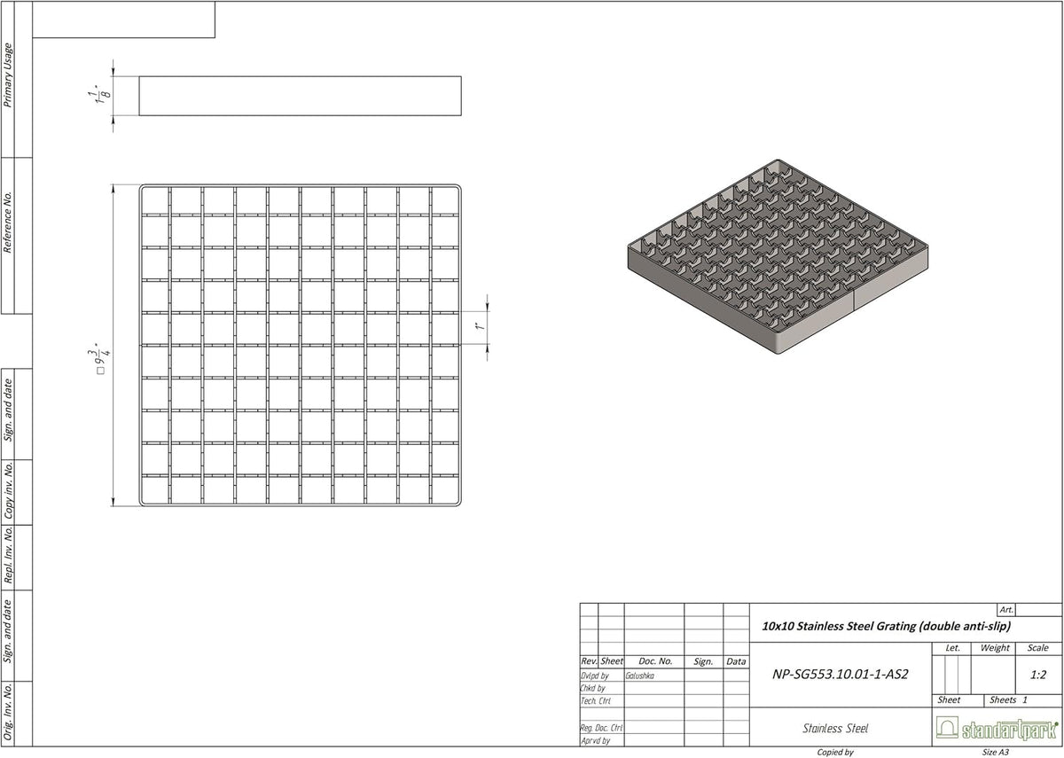 12x12 Stainless Steel Floor Drain with Anti Slip Grate J712