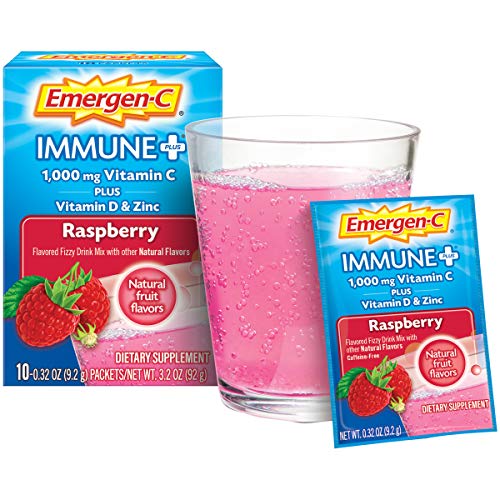 Vitamin C 1000mg Powder with Vitamin D and Zinc, Raspberry Flavor, 0.32 Ounce (Pack of 10) L7794