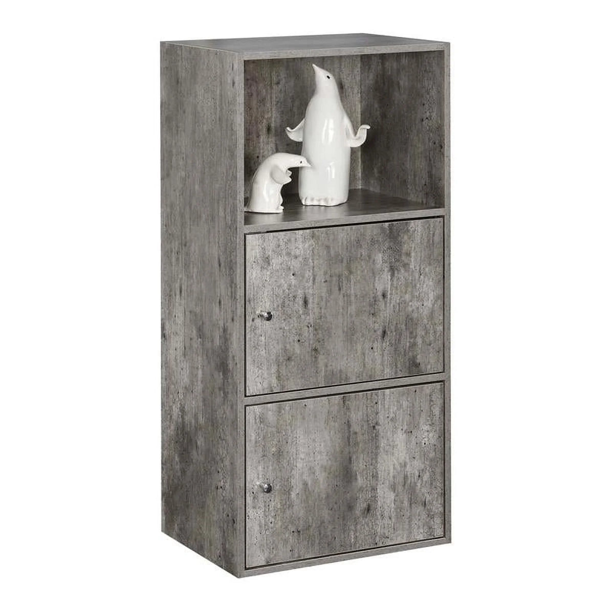 2 Door Gray Faux Birch Wood Cabinet N52763