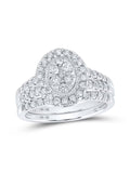 10kt White Gold Diamond Bridal Wedding Ring Band Set 1 Cttw H37480