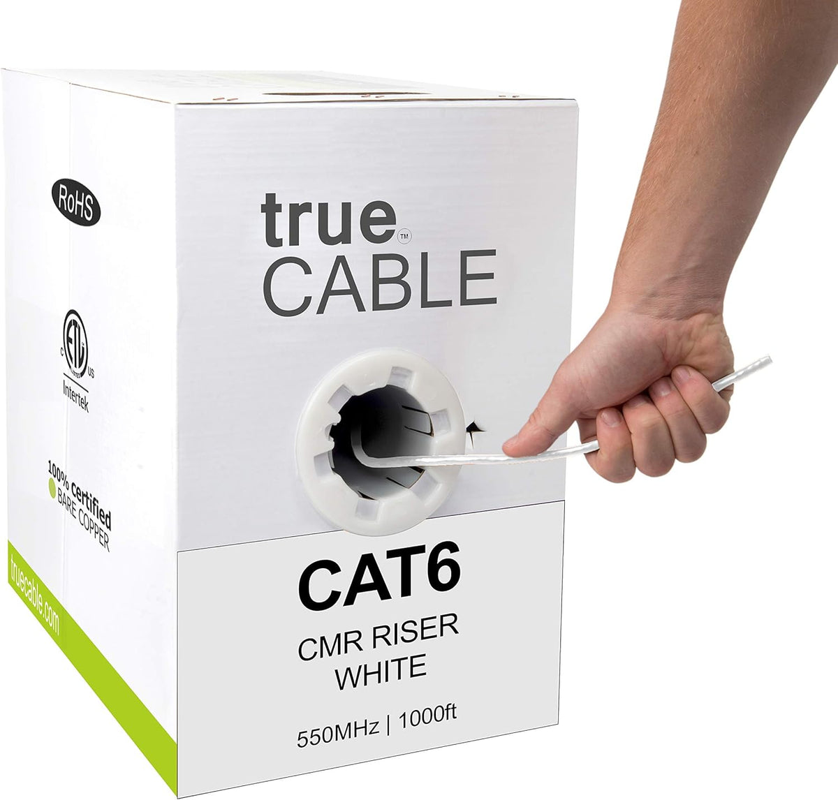 Cat6 Riser 1000ft Gray 23AWG 4 Pair Solid Bare Copper 550MHz Unshielded Twisted Pair Bulk Ethernet Cable O906274