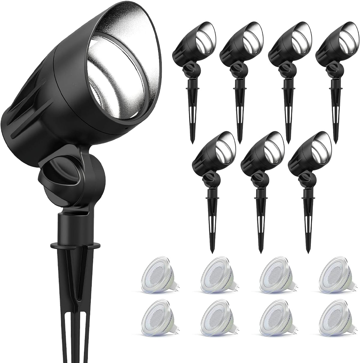 Low Voltage 8 PK 5W LED Landscape Spot Light with Metal Spike and Connector I35670