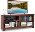 Brown Wood TV Stand with 4 Open Storage Shelves F9745
