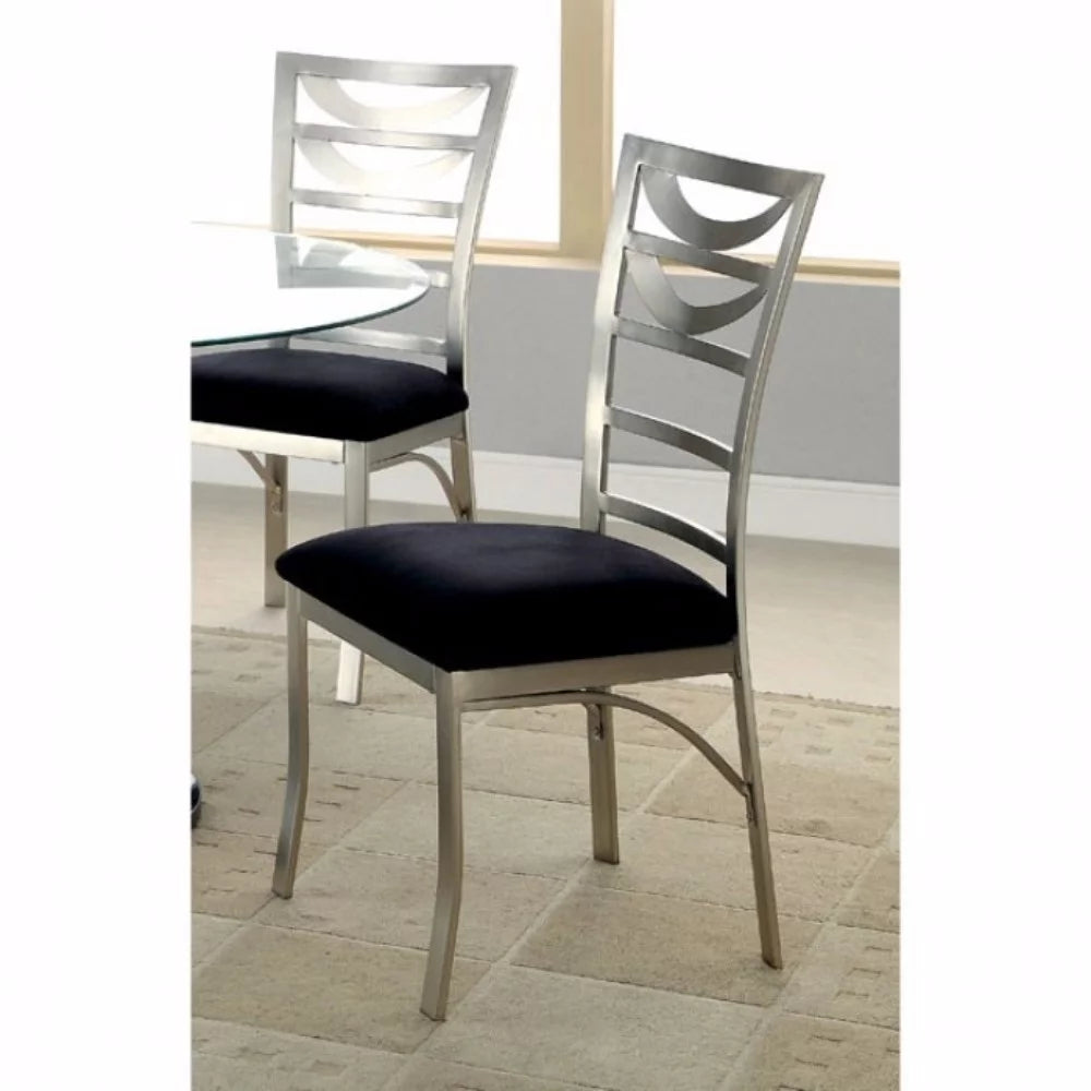 Set of 2 Black Micro Fabric Side Chair X2124