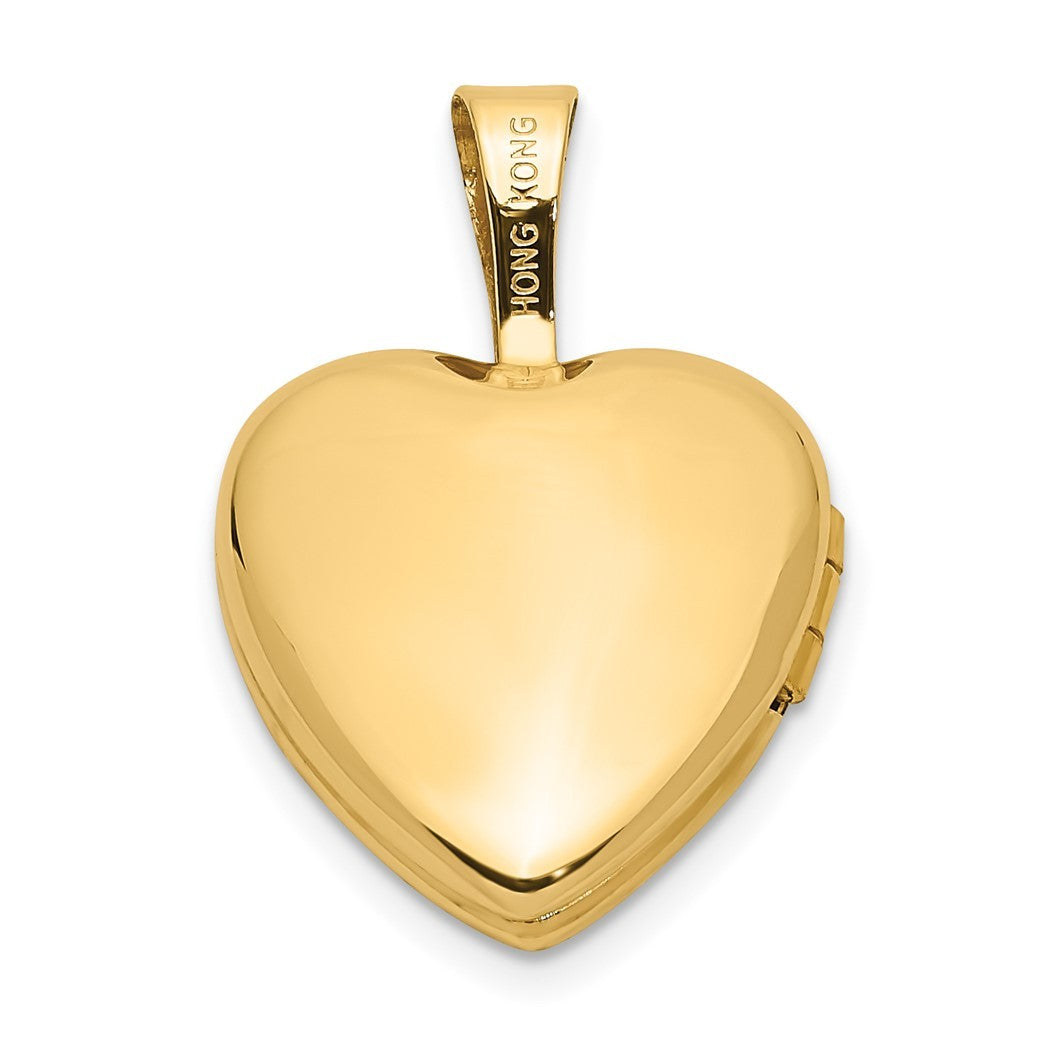 14k Gold 12mm .01ct. Diamond Photo Locket Pendant Necklace F7123