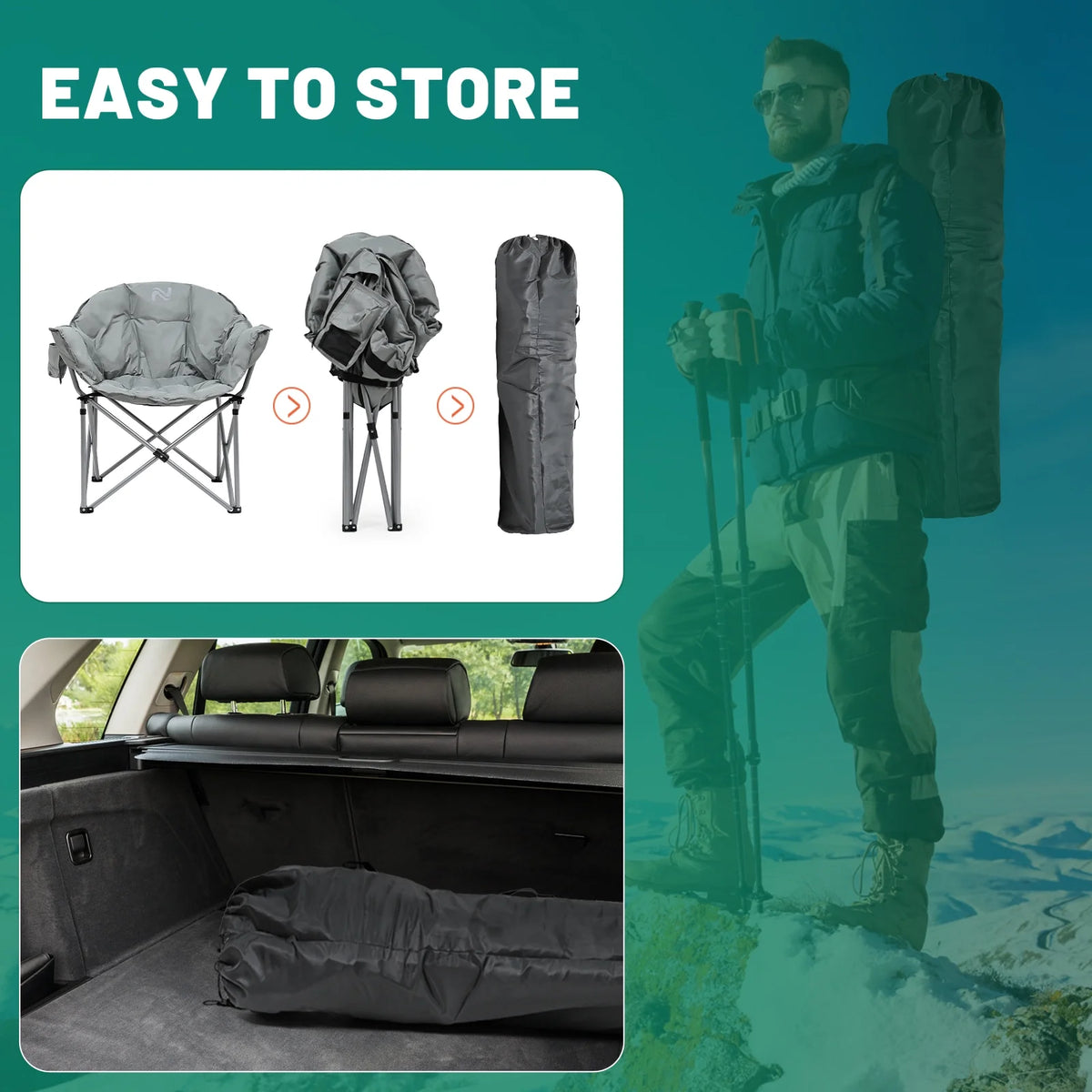 Oversized Folding Camping Chair with Cup Holder & Carry Bag B765711