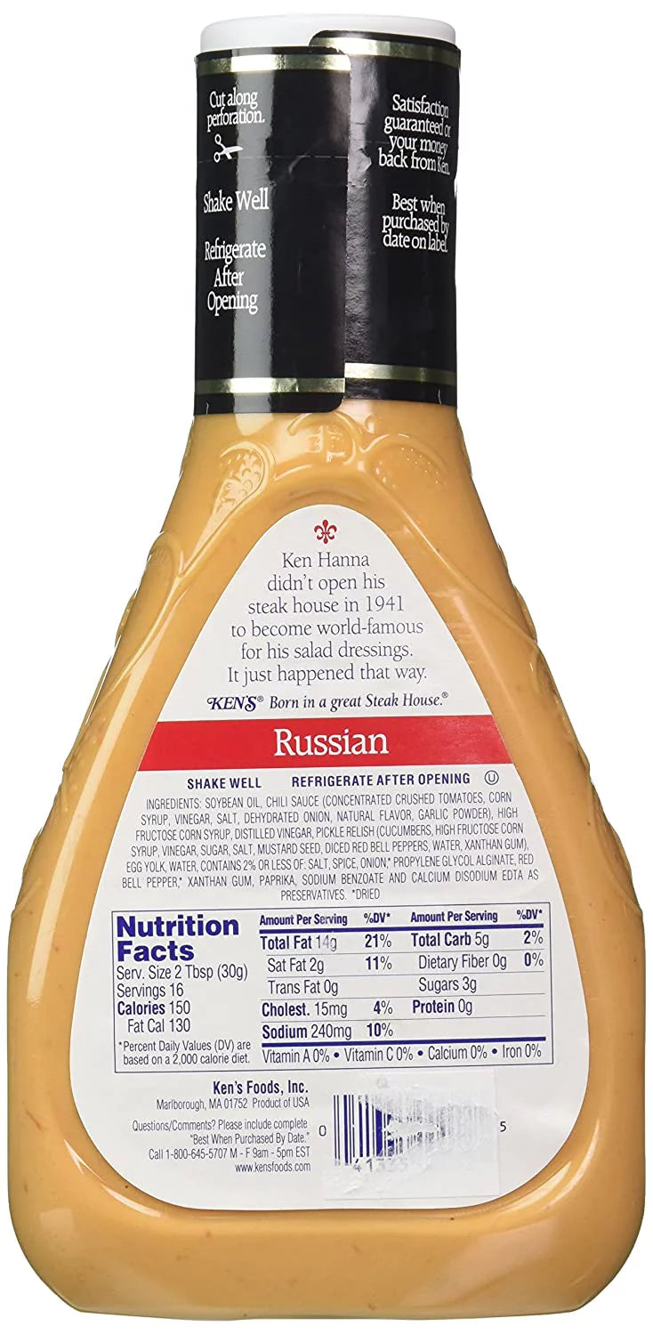 Russian Salad Dressing 2 Pack 16 oz Bottles F1296