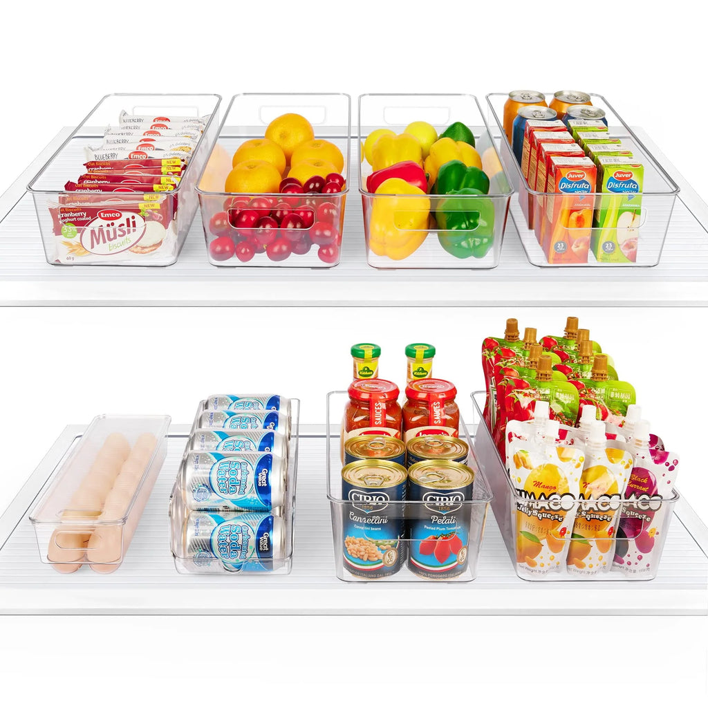 Set of 8 Clear Plastic Refrigerator Organizer Bins R4509