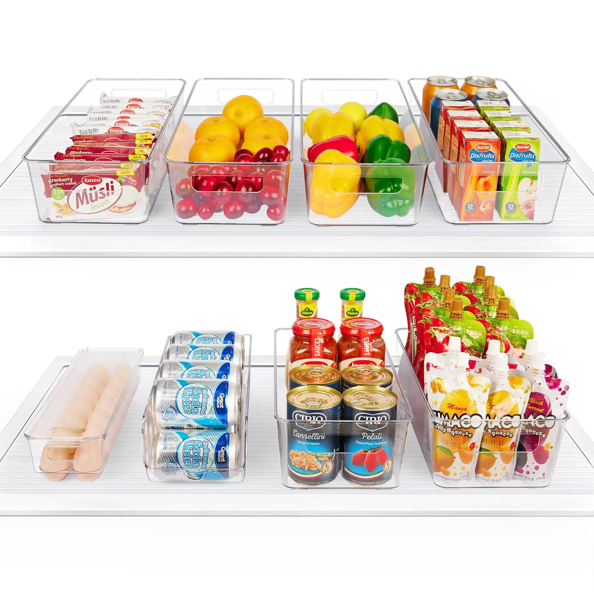 Set of 8 Clear Plastic Refrigerator Organizer Bins R4509