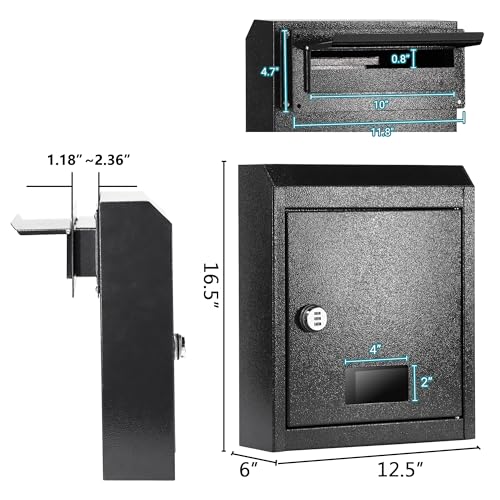 16.5" x 12.5" x 6" Adjustable Chute Deposit Safe Mail Box H2199