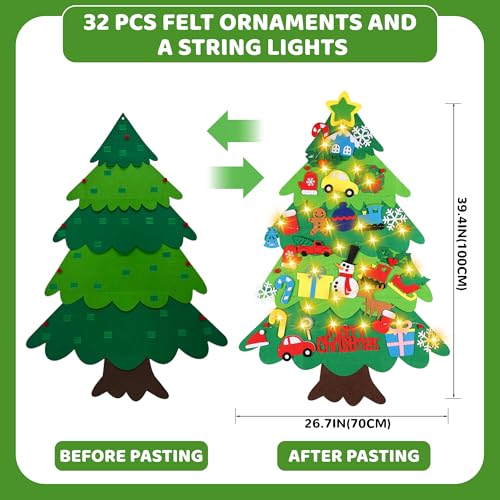 Felt Christmas Tree Set with 32pcs Ornaments E500