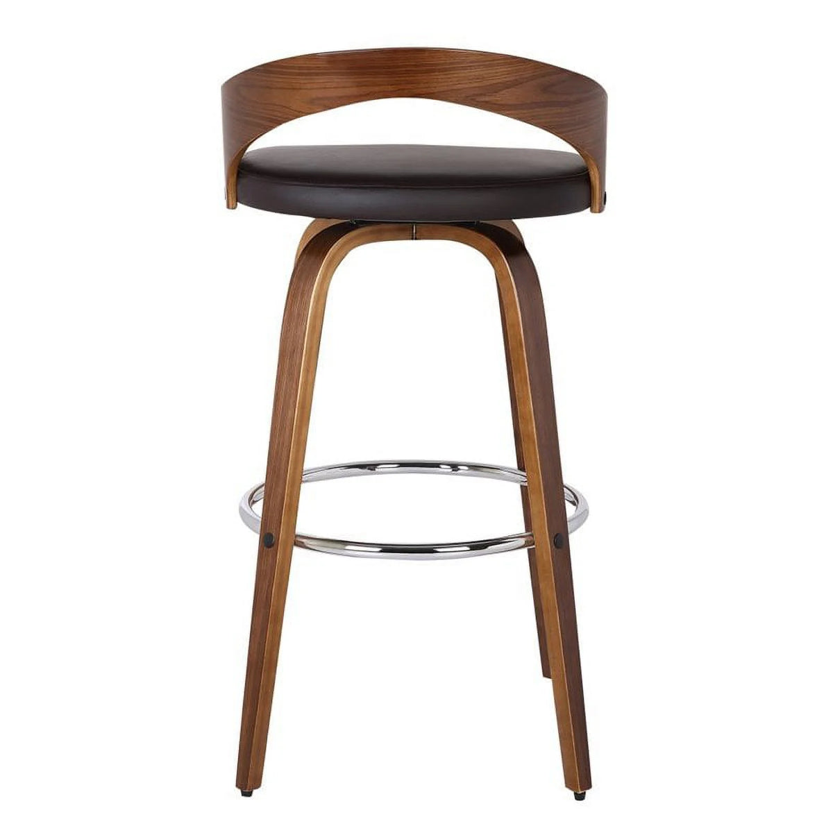 Brown/Walnut Faux Leather & Wood Counter Stool W109