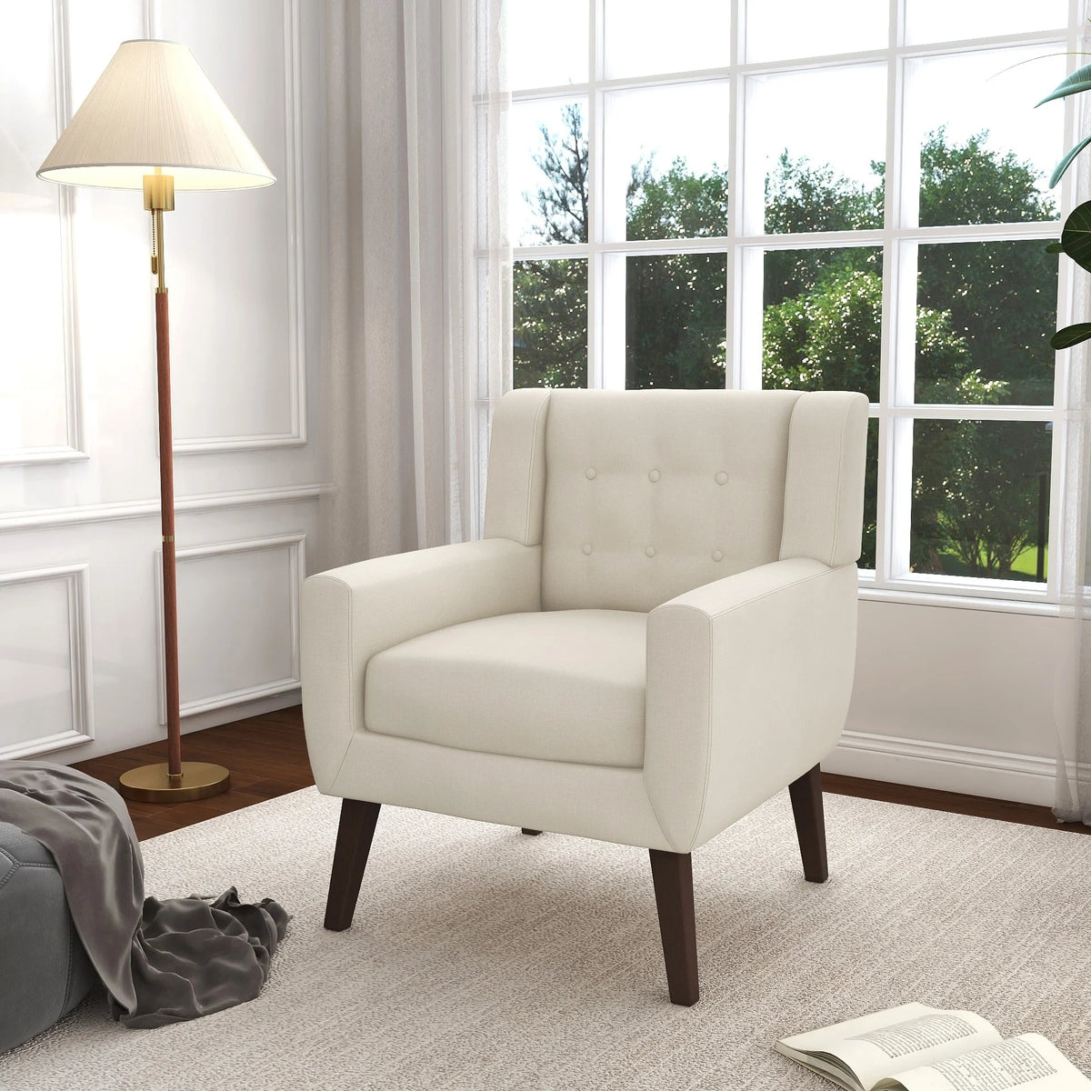Grey Cotton Linen Accent Chair Set of 2 K22566