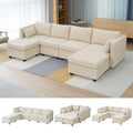 Beige 6 Seater U Shaped Modular Sectional Sofa with Storage E824763