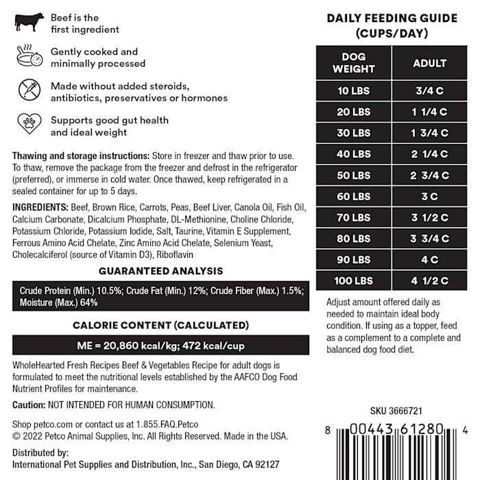 Frozen Beef Recipe Dog Food W567