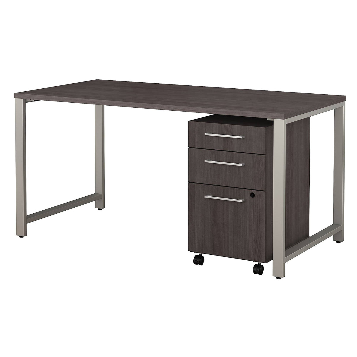 60W x 30D Table Desk with 3 Drawer Mobile File Cabinet, Storm Gray O50731