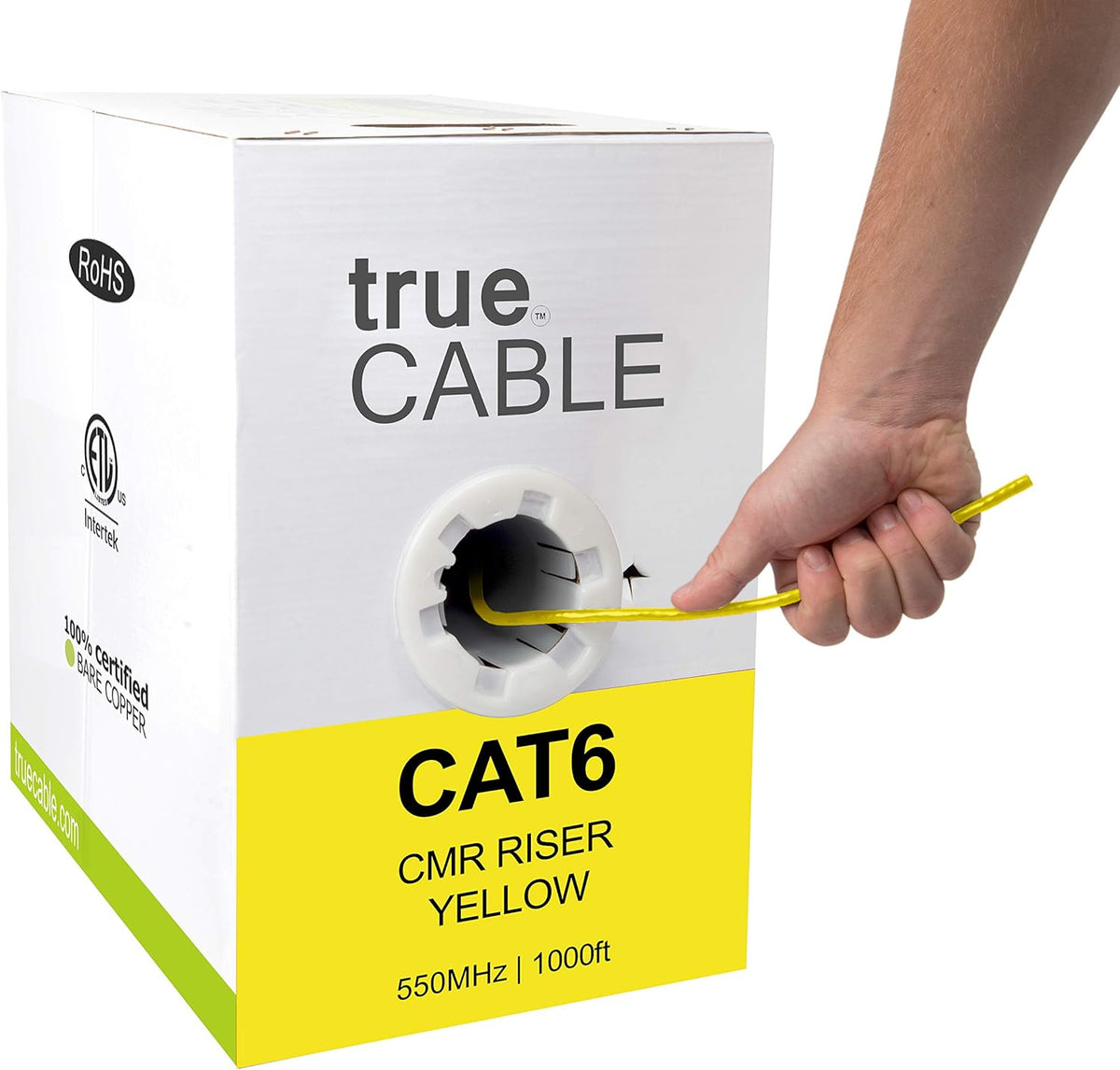 Cat6 Riser 1000ft Gray 23AWG 4 Pair Solid Bare Copper 550MHz Unshielded Twisted Pair Bulk Ethernet Cable O906274