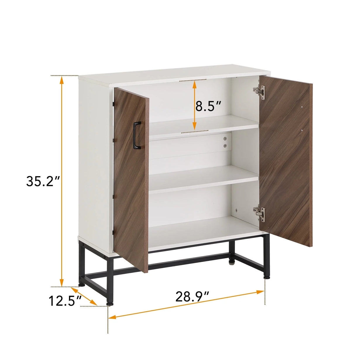 White Oak 2-Door Storage Cabinet Sideboard with Metal Base C52748