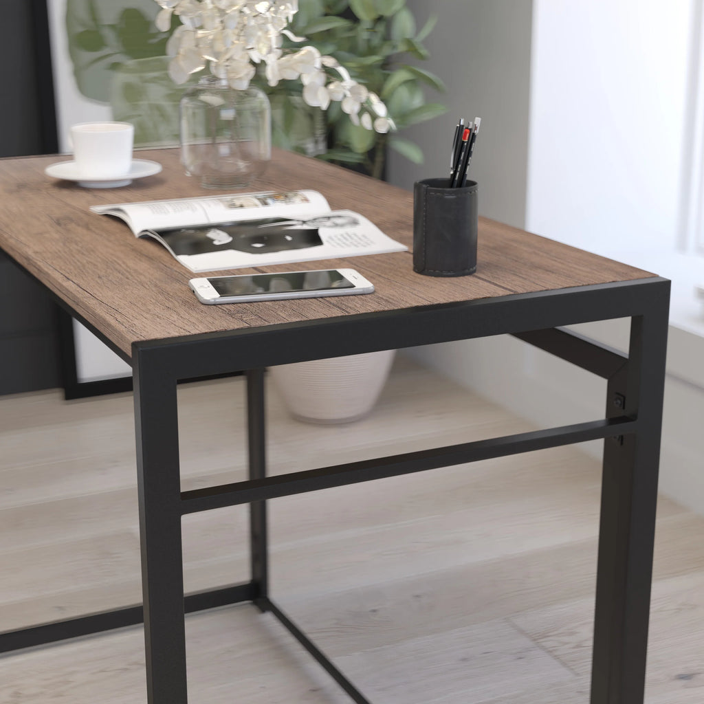 Folding Computer Desk with Wood Grain Finish and Metal Frame D78170