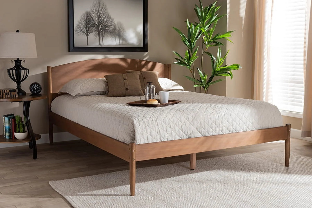 King Walnut Wood Platform Bed I545035
